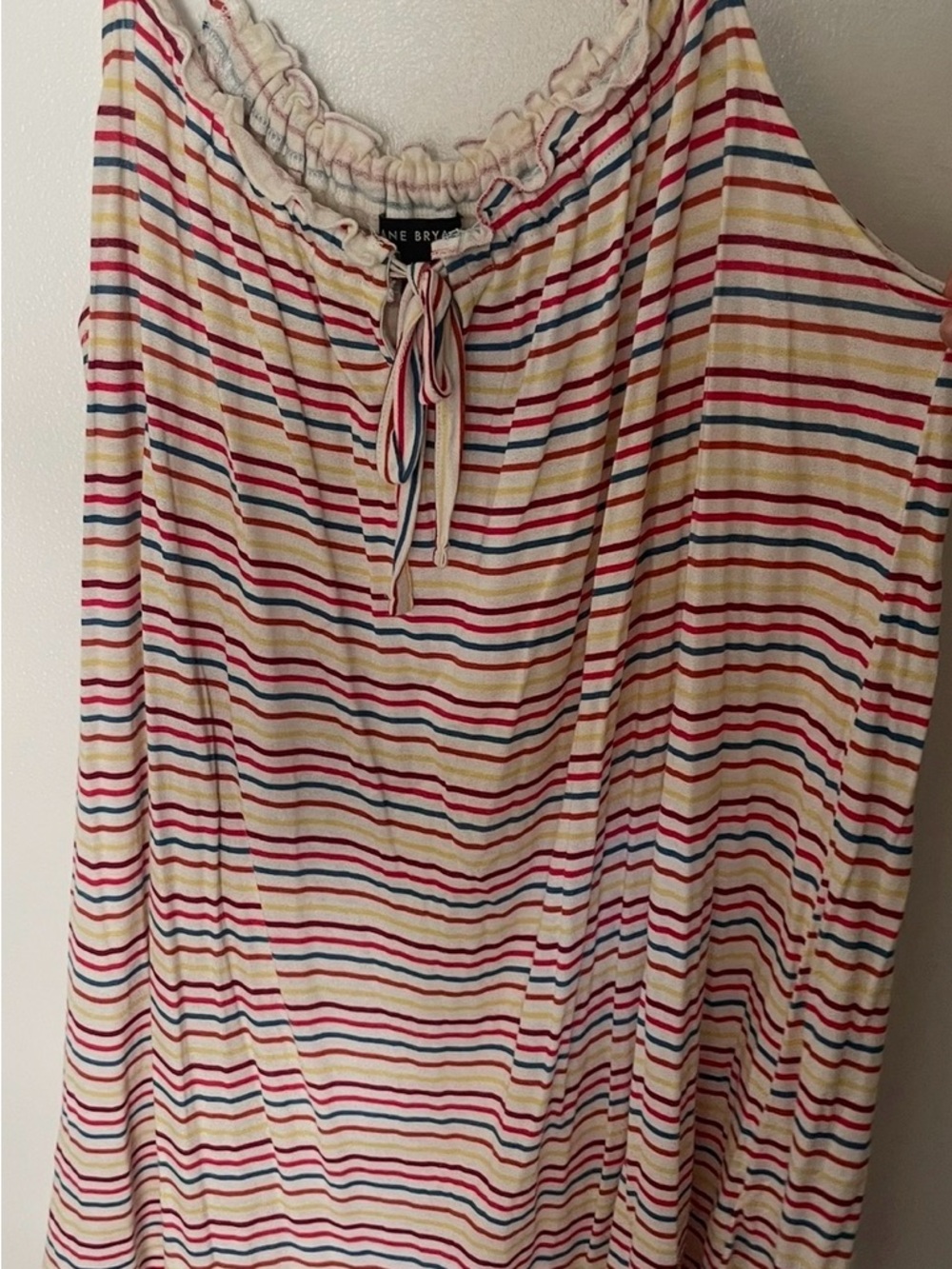 Lane Bryant Rainbow Striped Ruffle Colar Tank Top